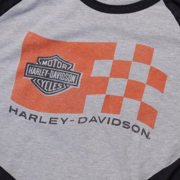 Harley Davidson USA Race Logo Baseball Tee Gray Black Long Sleeve Tshirt Mens L - Picture 8 of 8